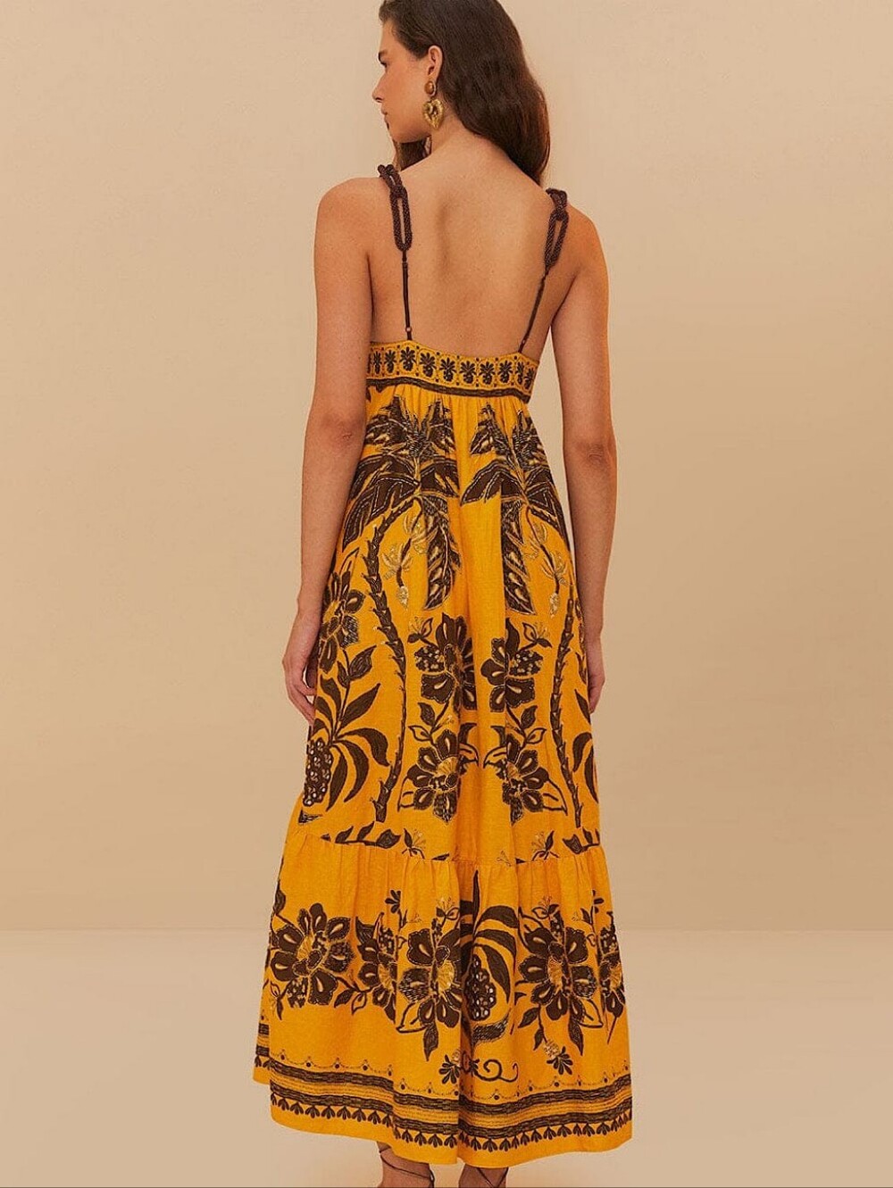 Farm Rio Golden Oasis Yellow Sleeveless Dress - Picture 2 of 6